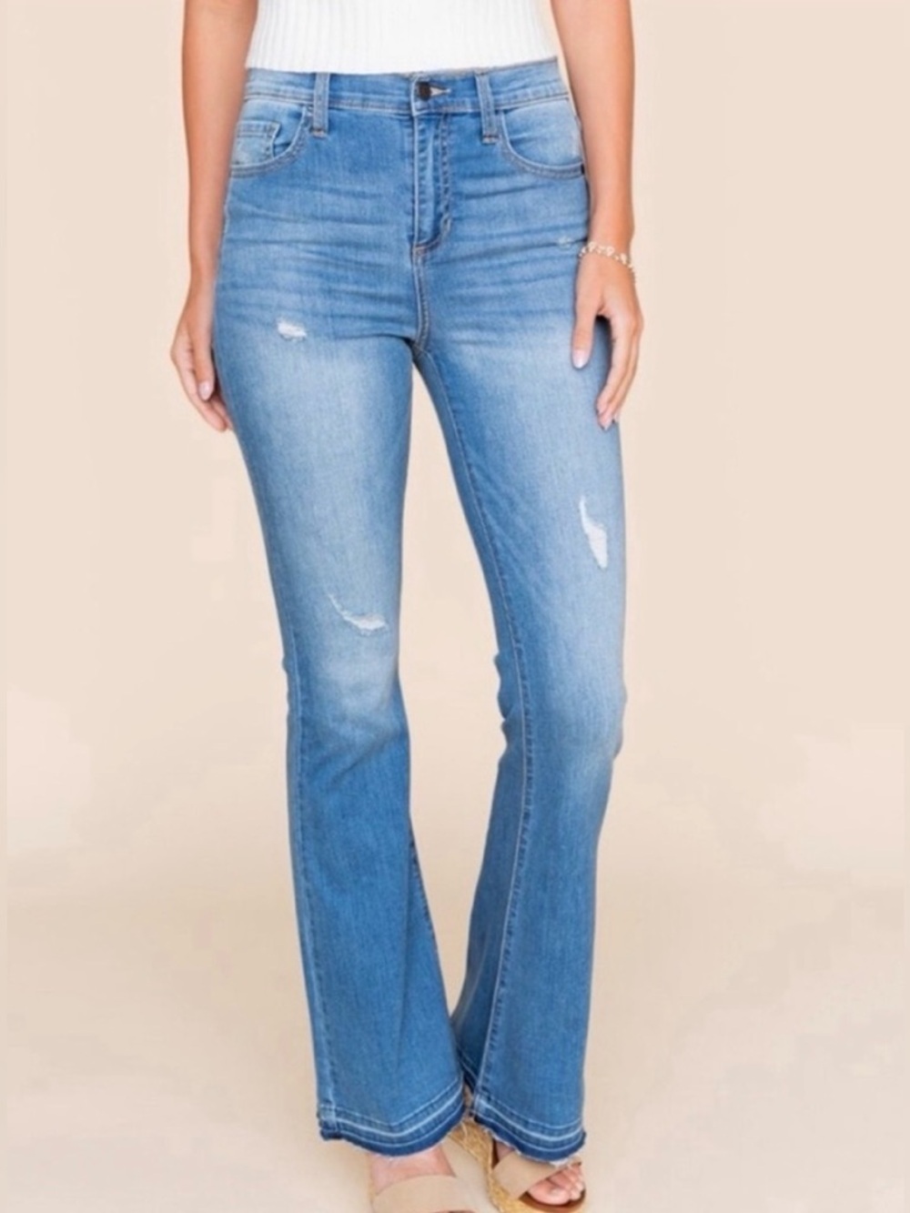 Francesca's Collections Light Wash High-Rise Flare Jeans